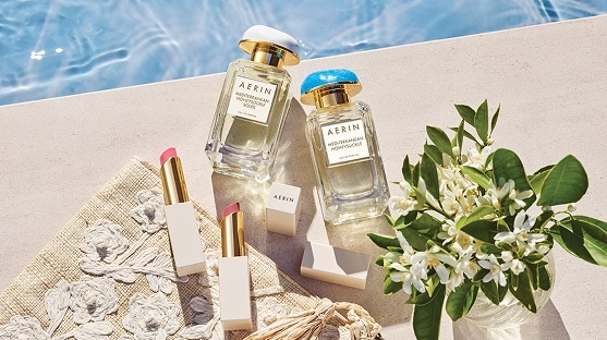 photo of aerin mediterranean honeysuckle soleil collection with fragrance and tinted lip balms