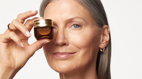 photo of woman with advanced night repair eye no sleep beauty routine