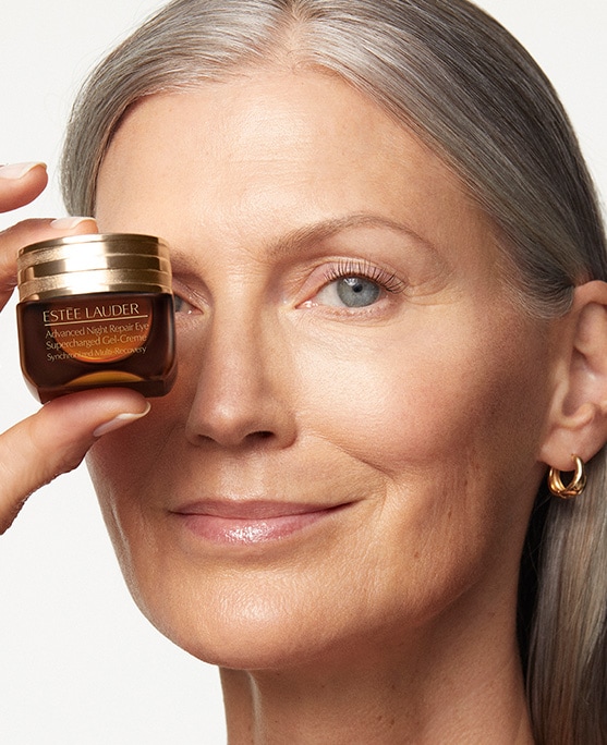 photo of woman with advanced night repair eye no sleep beauty routine