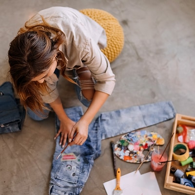 photo of woman doing hands on hobby