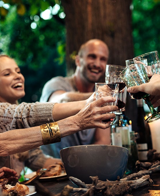 photo of group of friends cheering with glasses why longevity matters