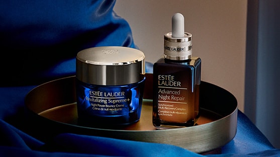 photo of estee lauder night skincare products from sleep quiz